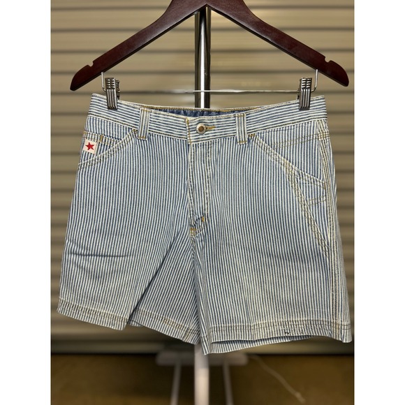 Rockies Pants - Rockies Shorts Women 27 Blue Hickory Stripe Relaxed Carpenter VTG 90s Western
